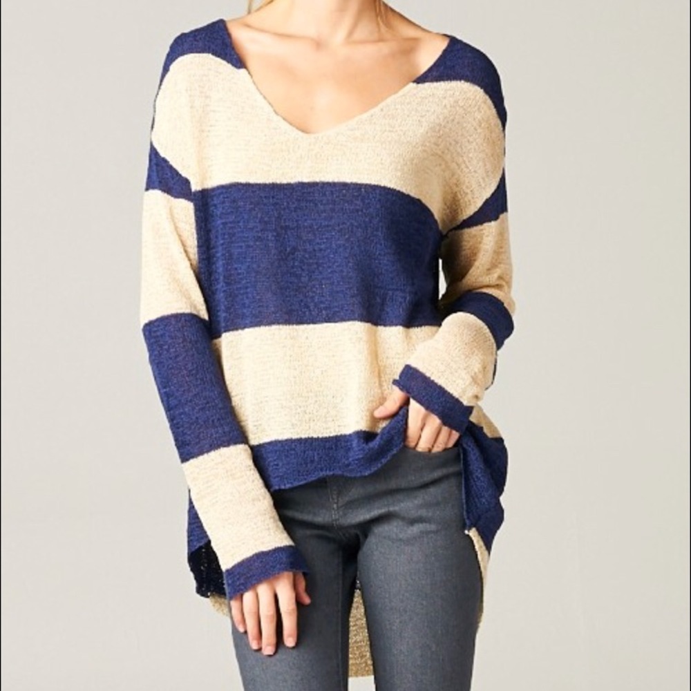 Last 1!! Stripe sweater navy and beige